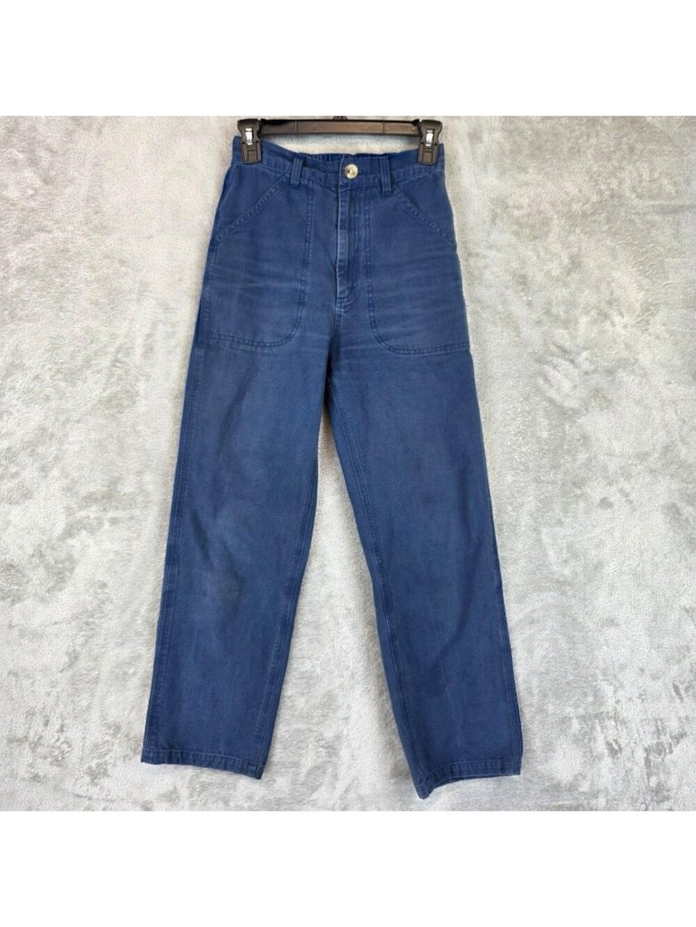 Mollusk Painter Pants Womens XS Blue Twill Straight Leg Elastic Waist Pockets